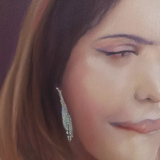Image similar to painting detailed portrait woman using computer