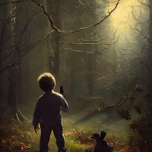 Prompt: epic masterpiece of cinematographic hyperrealism where a boy dressed up for halloween appears taking a photo with his happy phone. realistic shaded lighting poster by craig mallismo, artgerm, jeremy lipkin and michael garmash, unreal engine, radiant light, detailed and intricate environment, digital art, art station trends