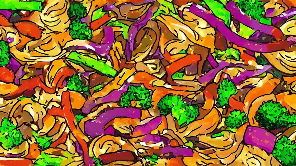 Prompt: digital art regretful package stir - fry oils