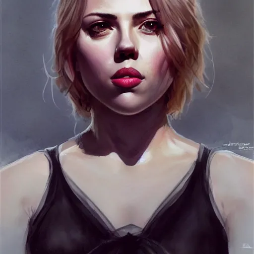 Image similar to scarface played by scarlett johansson, face portrait, hd shot, digital portrait, elegant, beautiful, fantasy art, artstation, comic style, by artgerm, guy denning, jakub rozalski, magali villeneuve and charlie bowater