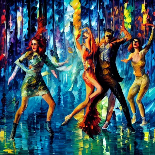 Image similar to rave dance party by paul lehr, arthur adams, charlie bowater, leonid afremov, chiho ashima, karol bak, david bates, tom chambers