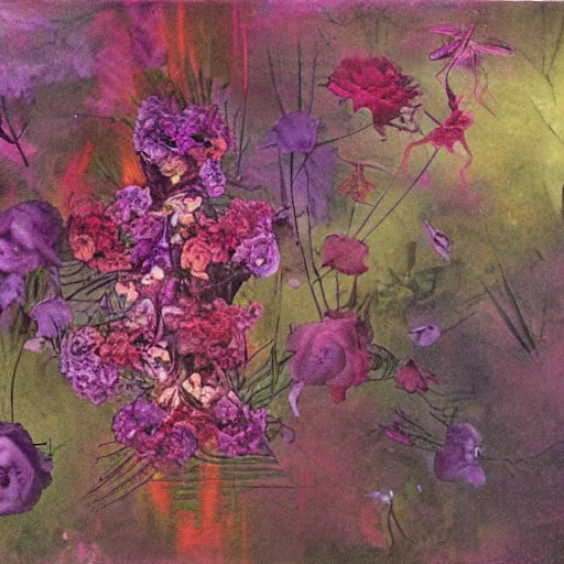 Image similar to This experimental art is a large canvas, covered in a wash of color. In the center is a cluster of flowers, their petals curling and twisting in on themselves. The effect is ethereal and dreamlike, and the overall effect is one of serenity and peace. comic book art by Thomas Benjamin Kennington peaceful