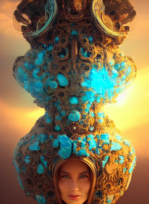 Image similar to flowers within the whole infinite capsule, a goddess apparent with awe the apparition, an idea seep's into infinity and gives me wings, highly detailed in 4 d volumetric latent space, golden turquoise steampunk, high contrast cinematic light, mystical shadows, sharp focus, divine realm of gods, octane render, artist boris vallejo,