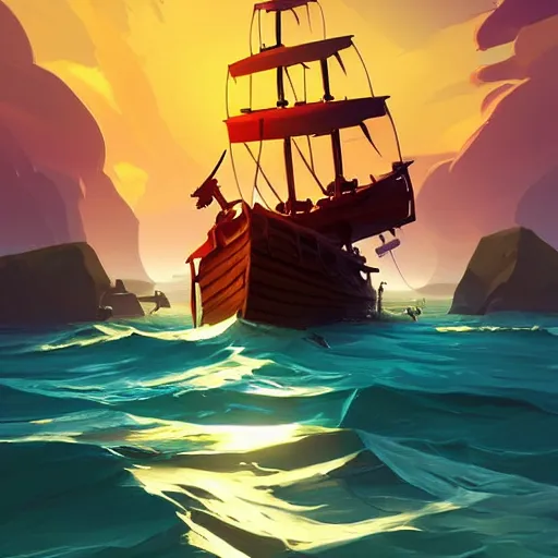 Image similar to painting treasure on sea of thieves game smooth median photoshop filter cutout vector, behance hd by jesper ejsing, by rhads, makoto shinkai and lois van baarle, ilya kuvshinov, rossdraws global illumination