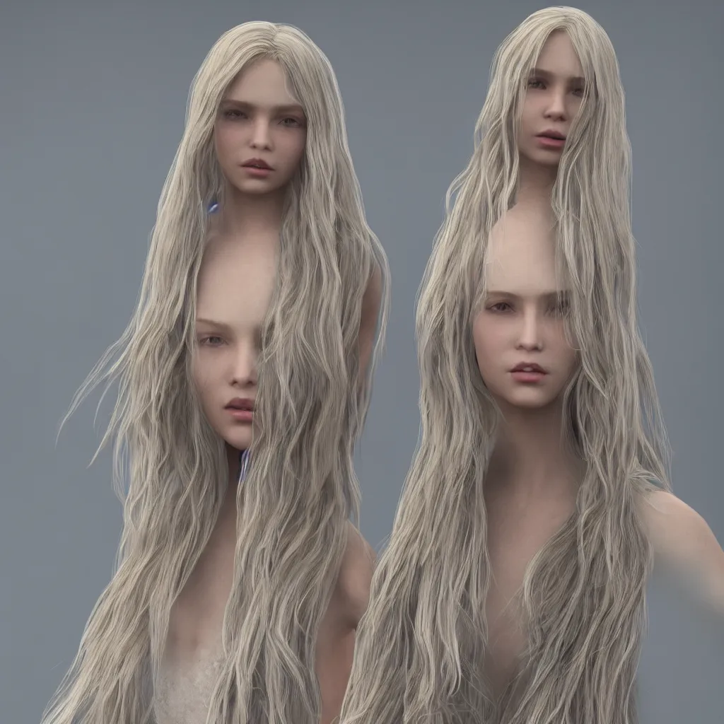 Image similar to girl with long blond hair and wear in ethereal dress, ultra realistic, hyper detailed, 8 k