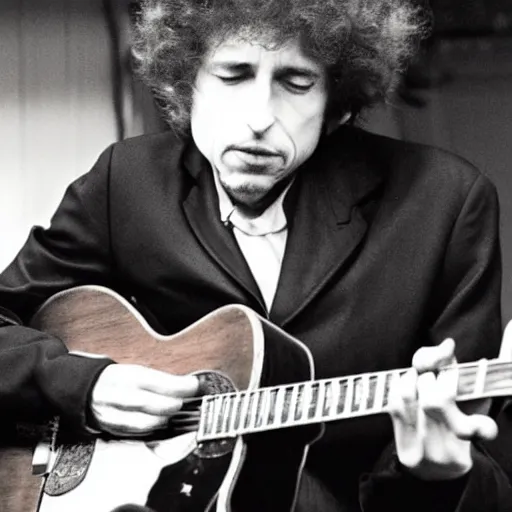 Image similar to bob dylan playing his guitar in wantage united kingdom, photograph