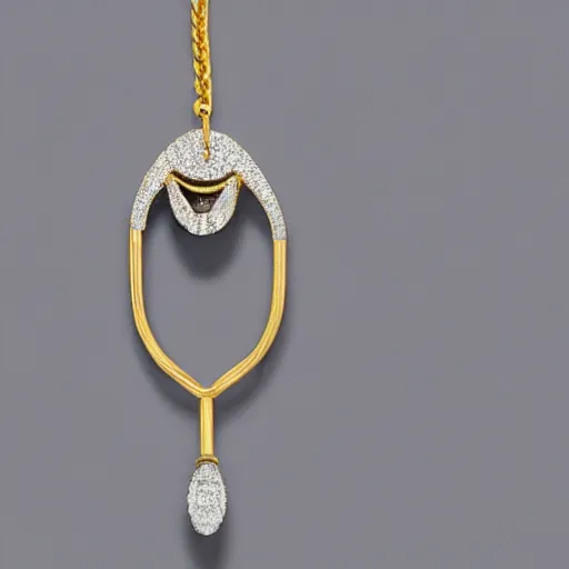 Prompt: teeth made of diamonds, as a pendant on a gold chain