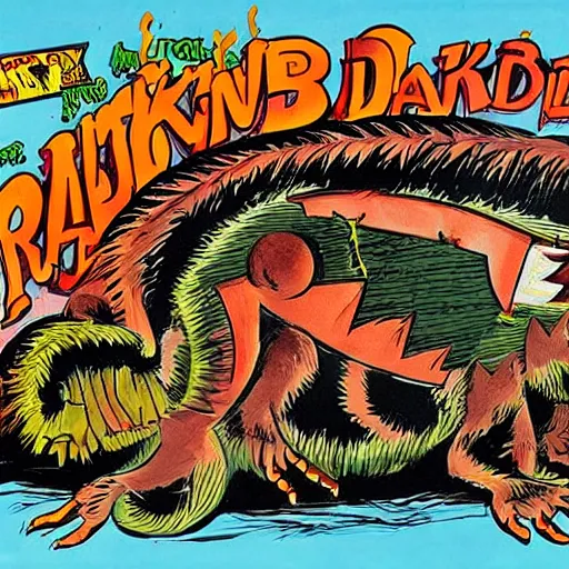 Image similar to artwork by Rat Fink, Ed 'big daddy' Roth