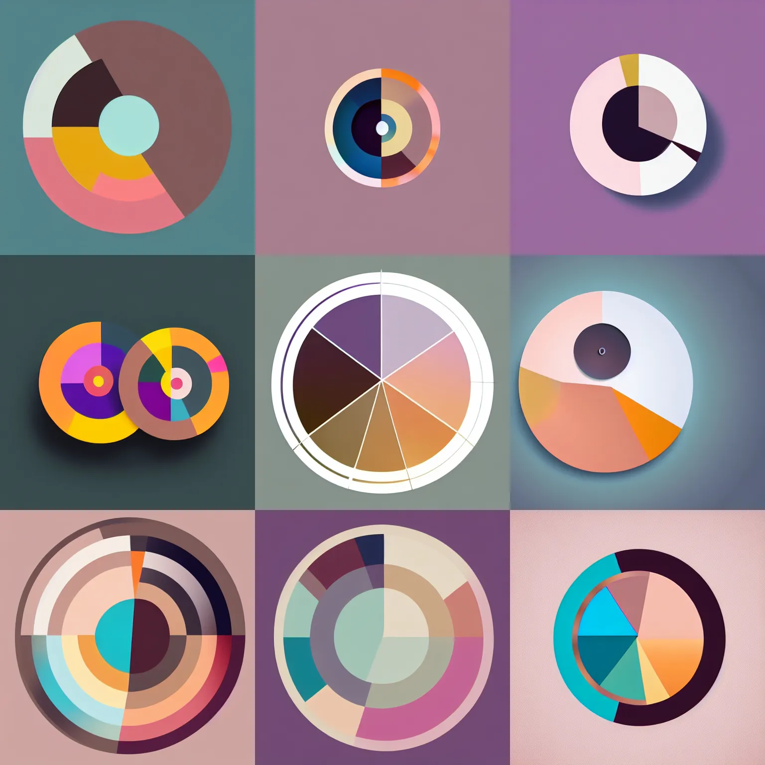 Prompt: vector art | pie chart logo | muted colors, outlines, textures, contrast | friendly fun soft simple polished coherent simple intricate geometric modern | hi - fructose, divine proportion, smooth, octane render, sharp focus, artstation | beeple, meta design, wolff olins |