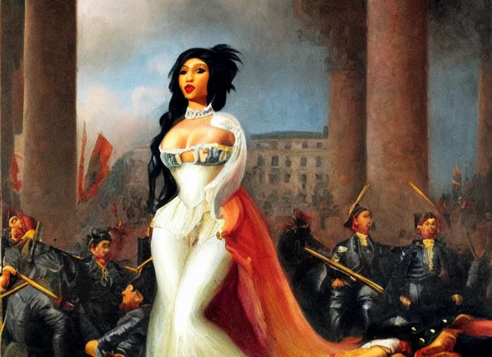 Image similar to romanticism painting of nicki minaj during the french revolution