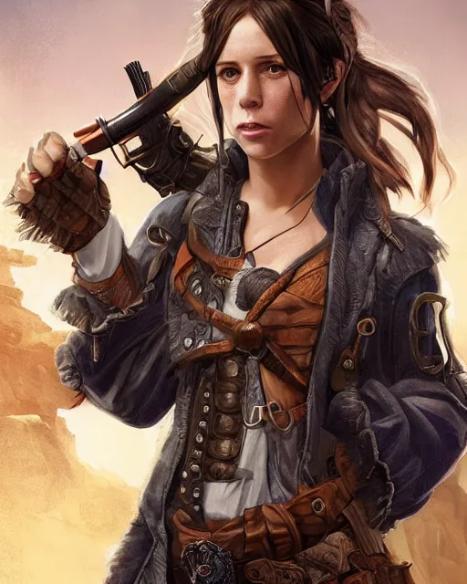 Prompt: Pirate Young Jennifer Love Hewitt as an Apex Legends character digital illustration portrait design by, Mark Brooks and Brad Kunkle detailed, gorgeous lighting, wide angle action dynamic portrait
