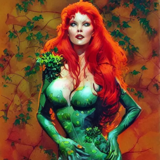 Prompt: poison ivy from batman, painting by Peter Andrew Jones