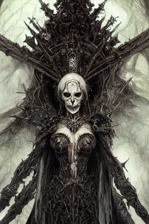 Image similar to portrait of ainz ooal gown undead, from overlord, close up, fantasy, intricate, elegant, highly detailed, digital painting, artstation, concept art, sharp focus, illustration, art by luis royo, wayne barlowe, kirsi salonen, asya yoranova and alan lee