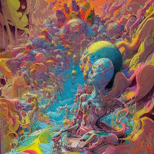 Prompt: art by james jean, moebius, lisa frank, alex grey, justin gerard, john berkey, beksinski, antoni gaudi