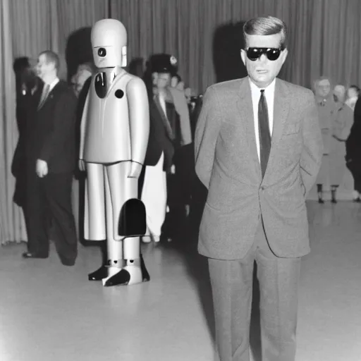 Prompt: jfk robot, watch out for the jfk robot, that is not the real jfk, it's a jfk robot, watch out.