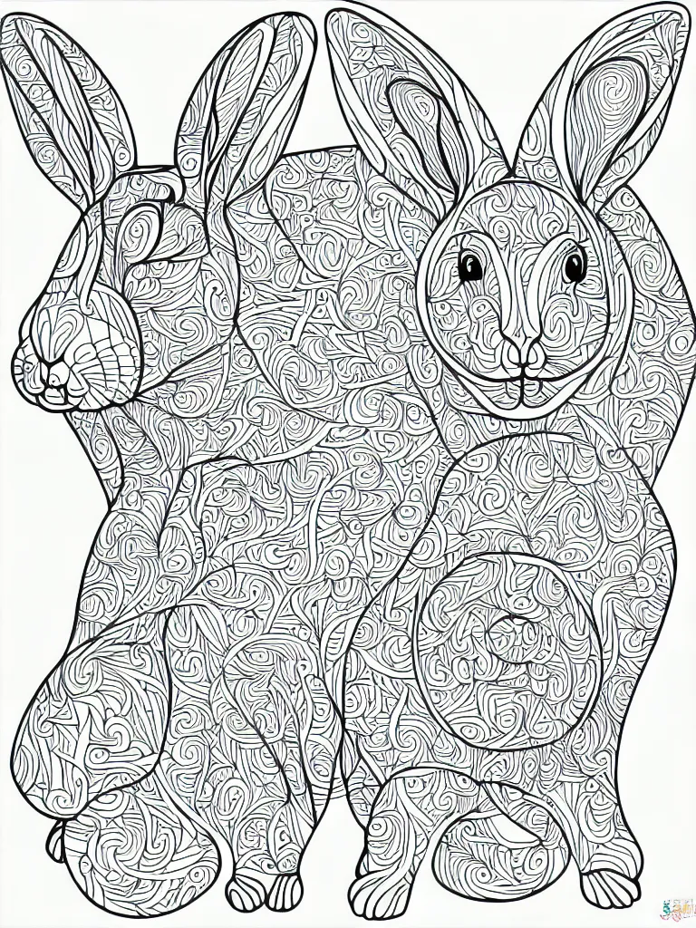 Image similar to beautiful rabbit, ornamental, fractal, line art, vector, outline, simplified, colouring page