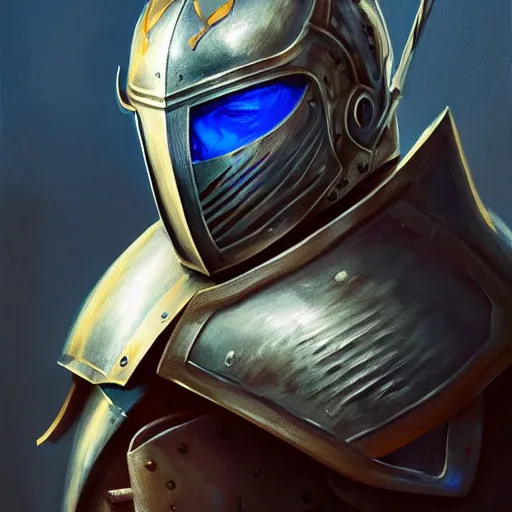 Image similar to beautiful oil portrait painting of blue alwyte armor, medieval armor, knight, natural light, outside. artstation, concept art, smooth, sharp focus, illustration, by bartek fedyczak, erak note, tooth wu, neil richards, kan liu, siwoo kim, jisu choe