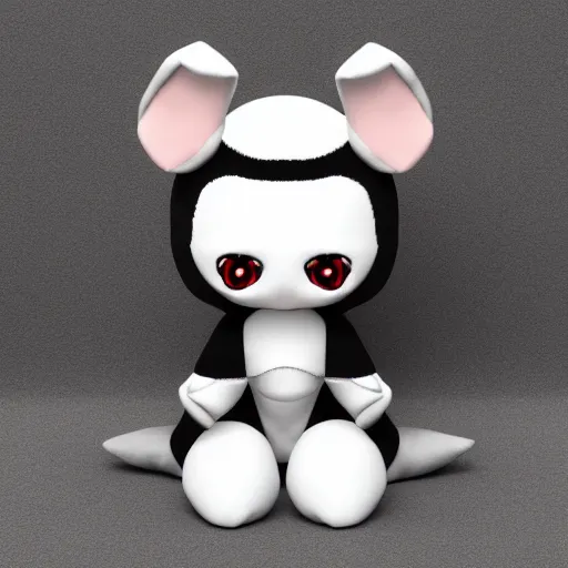 Image similar to cute fumo chibi plush imp, black and white with hearts, soft shadow, vray, asymmetry