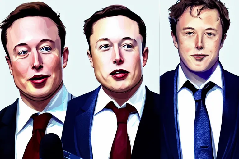 Prompt: elon musk!, zuckerberg! and bezos! in the style of k - on main characters by kyoto animation, anime