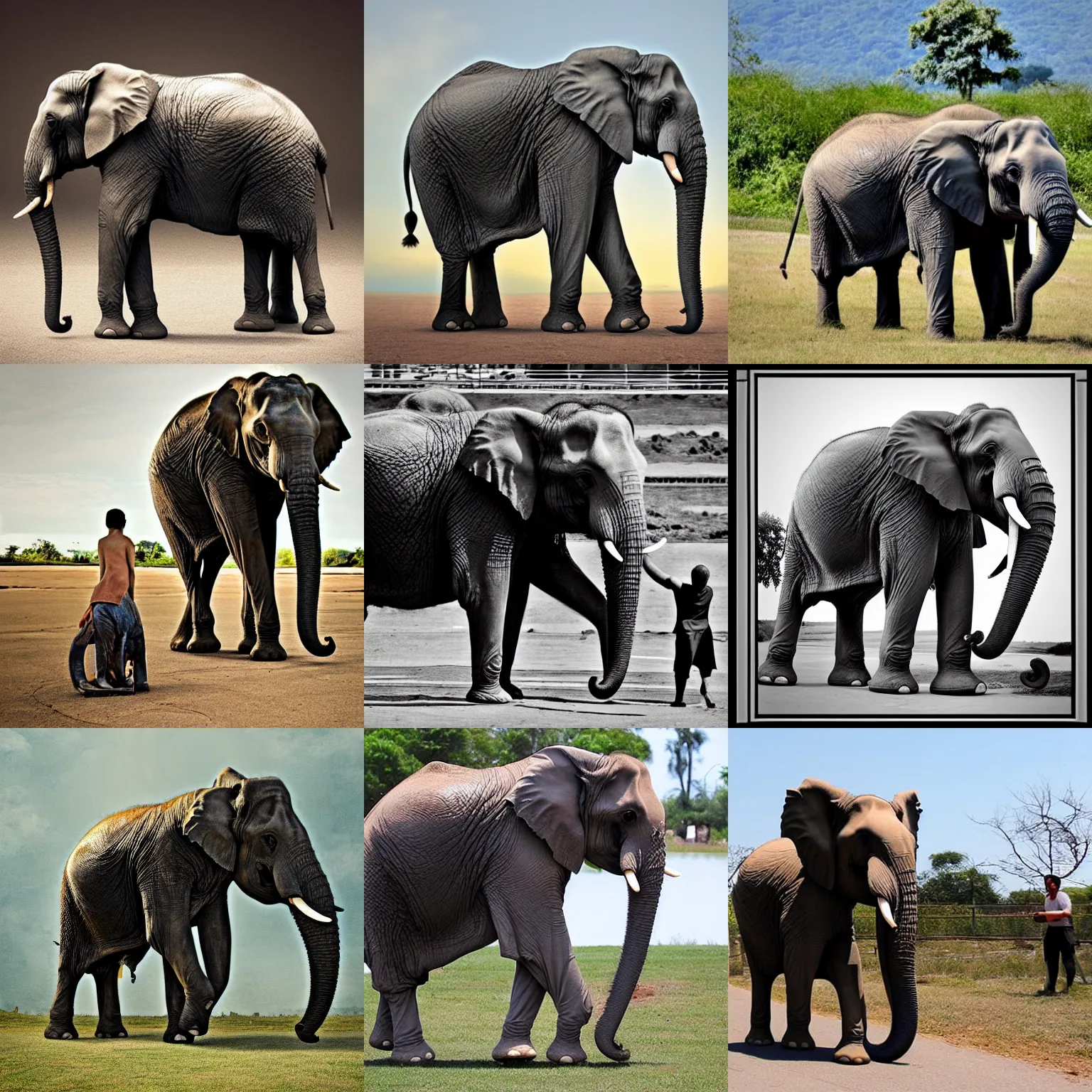 Prompt: elephant strongman