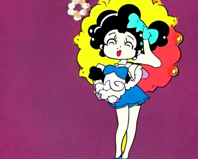 Image similar to Osamu Tezuka's Betty Boop as a magical girl, vintage anime, colorized retro cartoon, HD remaster