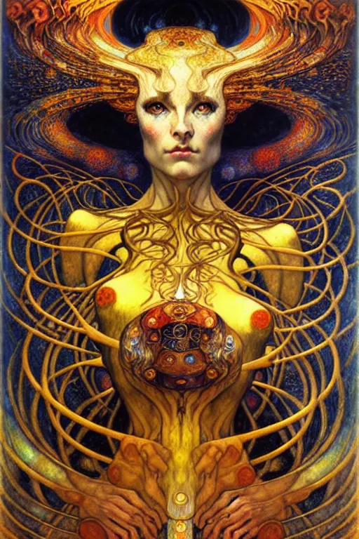 Image similar to Divine Chaos Engine by Karol Bak, Jean Delville, William Blake, Gustav Klimt, and Vincent Van Gogh, symbolist, visionary