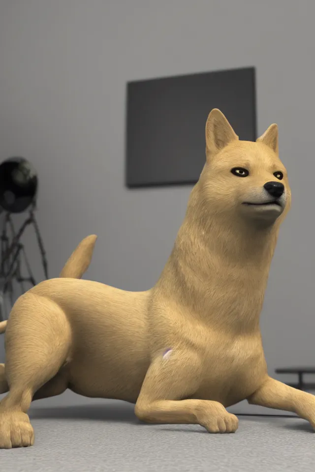 Image similar to a portrait of the doge meme, hyperrealistic, rtx, studio lighting, ray tracing, global illumination, highly detailed, octane render, rendered in unreal engine 5, studio quality, shot through a canon ef 7 0 - 3 0 0 mm f / 4 - 5. 6