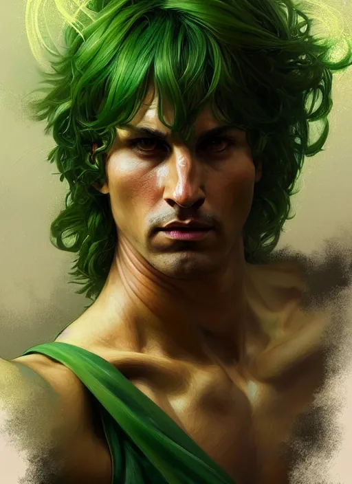 Image similar to portrait of aggressive messi, d & d, muscular! green, fantasy, intricate, elegant, highly detailed, digital painting, artstation, concept art, smooth, sharp focus, illustration, art by artgerm and greg rutkowski and alphonse mucha