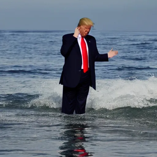 Prompt: Donald Trump Crying Tears In The Ocean