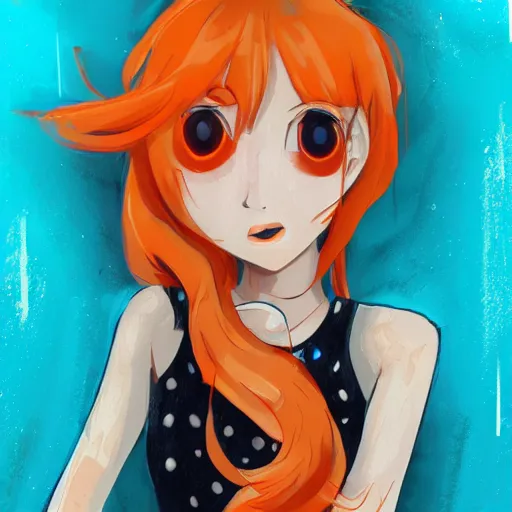 Image similar to orange queen in the rain 2d, trending on artstation