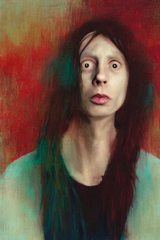 Prompt: todd solondz, a portrait of anorexic todd solondz, clear todd solondz face, dreaming of kissing a girl, sad and lonley, vivid colors, soft lighting, atmospheric, cinematic, moody, in the style of jenni saville and krenz cushart, oil on canvas, 8 k