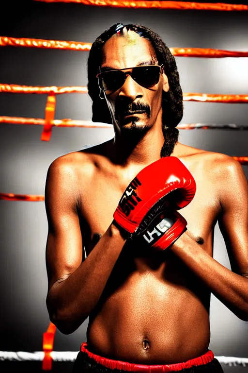 Image similar to snoop dogg join muay thai and be ufc fighter, high resolution, photorealistic, smooth, details, 4 k, aesthetic lighting, baroque object, sharp focus, hyperdetailed object, professional photography, pullitzer winning, 8 0 0 mm photo by : canon eos 5 d mark iv, by karah mew and adnan abidi and jodie bateman