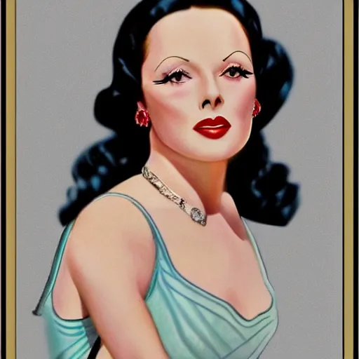 Prompt: a 1 9 2 0 s ultra - realistic color portrait. happy, healthy, beautiful, smiling, young, sporty, blonde, blue - eyed symmetric hedy lamarr in decent athletic wear. hyper - realistic detailed drawing