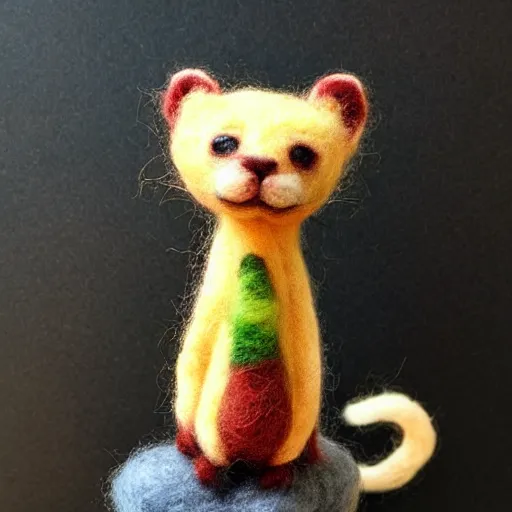 Image similar to a needle felted ferret, needle felting art.