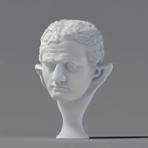 Image similar to a 3 d white reneissance statue head drinking a coctail, 3 d render