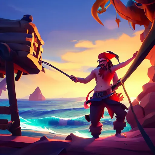 Image similar to jack the pirate and mermaid on sea of thieves game avatar hero, behance hd by jesper ejsing, by rhads, makoto shinkai and lois van baarle, ilya kuvshinov, rossdraws global illumination