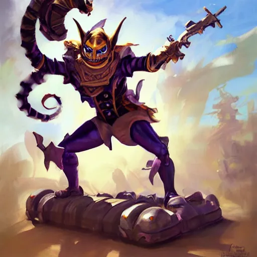 Image similar to greg manchess portrait painting of armored cheshire cat from alice in wonderland as overwatch character, medium shot, asymmetrical, profile picture, organic painting, sunny day, matte painting, bold shapes, hard edges, street art, trending on artstation, by huang guangjian, gil elvgren, ruan jia, randy vargas, greg rutkowski