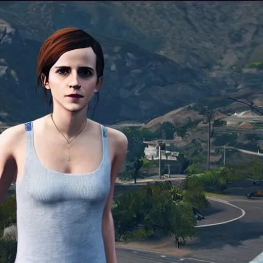 Prompt: emma watson in grand theft auto 5