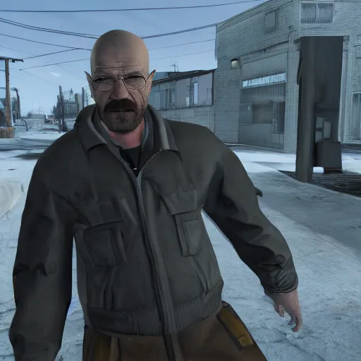 Prompt: Walter White in half life 2 screen shot