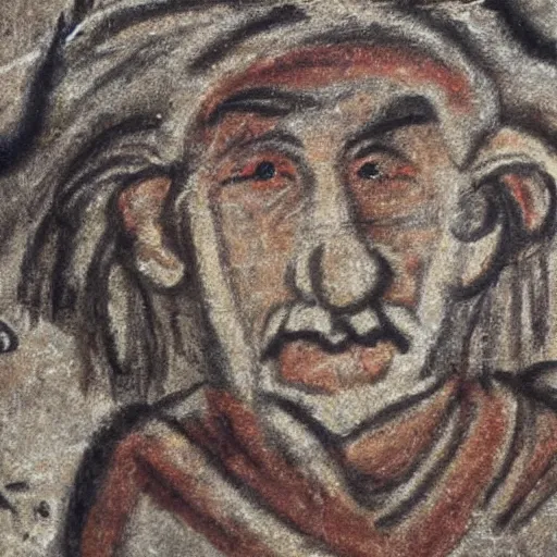 Image similar to paleolithic painting of einstein on a cave wall in altamira