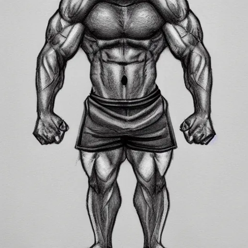 Image similar to master furry artist pencil sketch full body portrait character study of the anthro male anthropomorphic wolf fursona animal person wearing gym shorts bodybuilder at gym