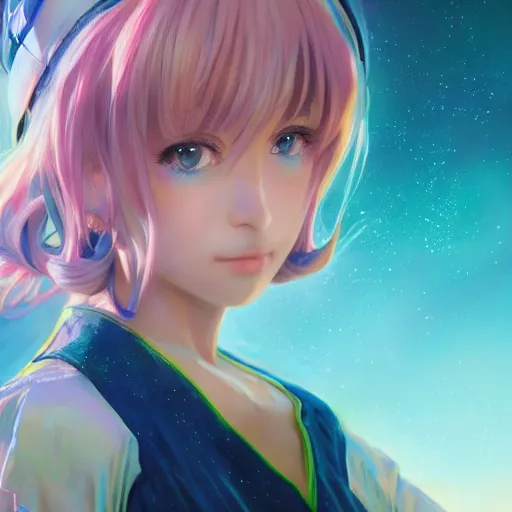 Image similar to Beautiful Anime Girl Time Traveler, Dream neon, detailed, centered, digital painting, artstation, concept art, donato giancola, Joseph Christian Leyendecker, WLOP, Boris Vallejo, Breathtaking, 8k resolution, extremely detailed, beautiful, establishing shot, artistic, hyperrealistic, beautiful face, octane render, cinematic lighting, dramatic lighting, masterpiece