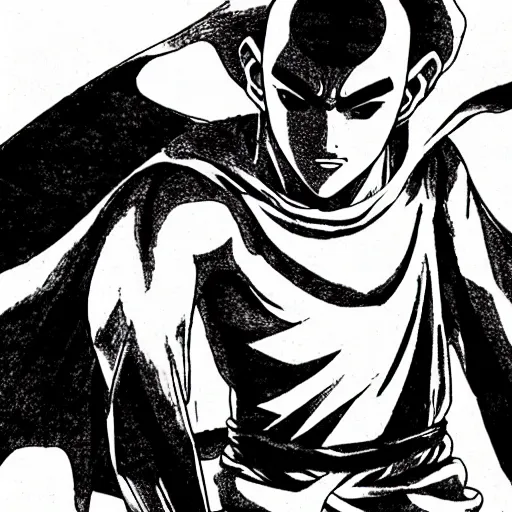 Image similar to still of Aang from Last Airbender in Berserk in manga panel by Kentaro Miura