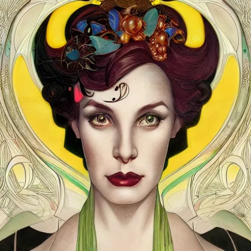 Image similar to an art nouveau, ( streamline moderne ), multi - ethnic and multi - racial portrait in the style of anna dittmann and donato giancola and charles dulac. very large, clear, expressive, and intelligent eyes. symmetrical, centered, ultrasharp focus, dramatic lighting, photorealistic digital matte painting, intricate ultra detailed background.