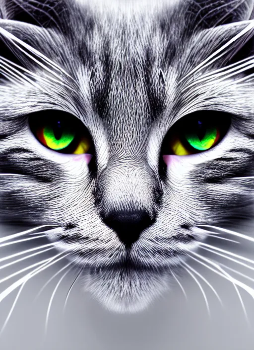 Image similar to 8 k uhd a silver fractal cat