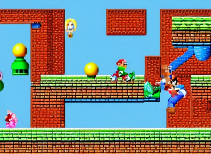 Prompt: Screenshot from Super Mario Bros 4, N64 (1999)