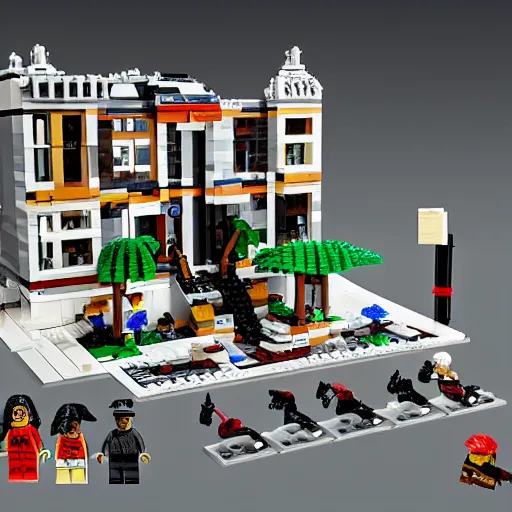 Image similar to the jeffery epstein, lego play - set, concept art