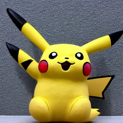 Prompt: Pikachu Sculpture made out of Wood