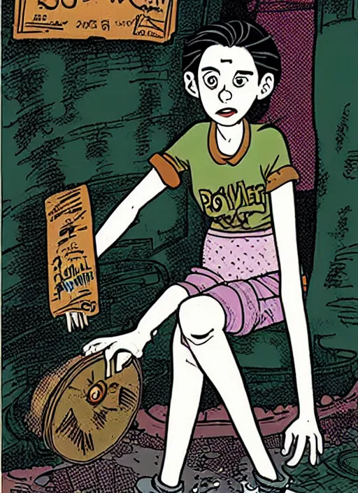 Image similar to a portrait of a pretty sewer punk young lady by alison bechdel