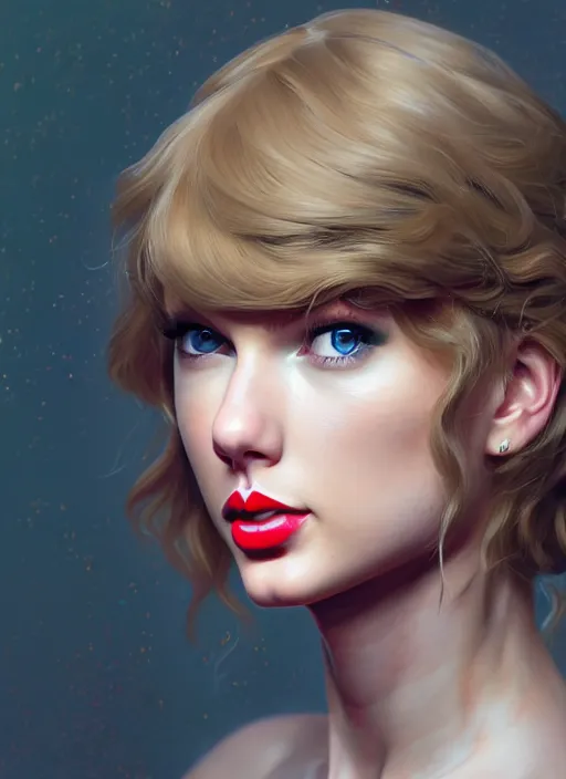 Image similar to 3 / 4 view of a portrait of taylor swift, evangelion, au naturel, hyper detailed, digital art, trending in artstation, cinematic lighting, studio quality, smooth render, frostbite 3 engine rendered, art style by klimt and nixeu and ian sprigger and wlop and krenz cushart